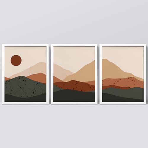 SIGNWIN Framed Mid-Century Modern Pastel Mountain Range Wall Art, Set