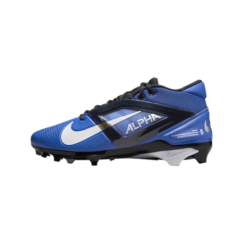 Nike Alpha Menace 4 Pro Football Cleats (FD7037-400, Hyper Royal/Metallic Silver/Midnight Navy/White) Size 17