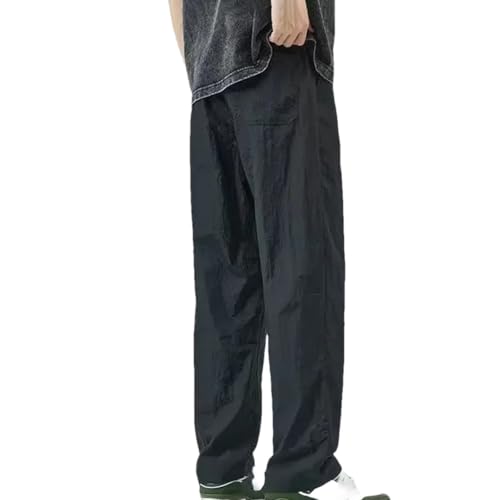 Men's Ice Silk Work Dress Pants Straight Casual Cool Formal Baggy Trousers Cooling Pocket Summer