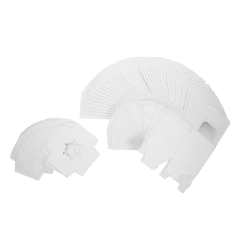 OUNONA 50pcs White Bakery Boxes Handle Cupcake Treat Boxes Window Portable Dessert Containers