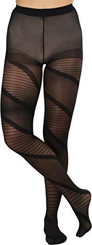 Image of ToBeInStyle Women's Strappy Zig Zag Lace Up Bandage Print Fashion Goth Tights