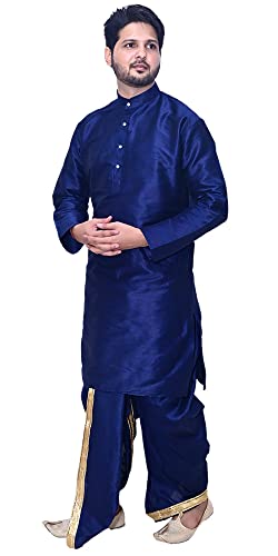 Image of Om Shubh Mangalam Men's Dupion Silk Fancy Dhoti Kurta Set