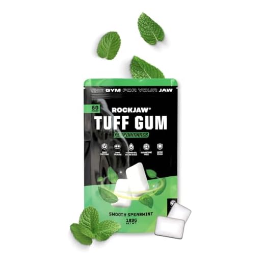 ROCKJAW® Hard Jawline Gum – Tuff Gum mit 20 mg Koffein, 20 mg Taurin + B-Vitaminen (glatte grüne Minze)