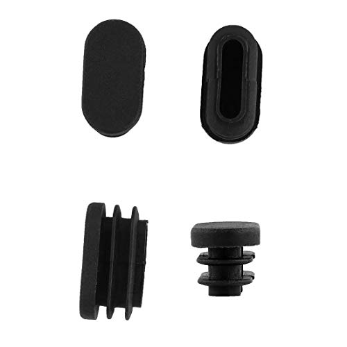 Uxcell 16Mm X 30Mm Plastic Oval Shaped End Cup Tube Insert Black 24 Pcs #TOP6