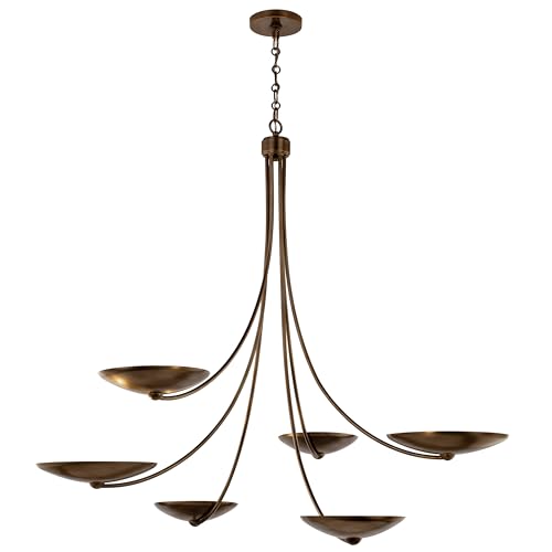 Kichler 45.75 Inch Palmela 6 Light Soft Modern, XL Chandelier in Lacquered Bronze with Lacquered Brass Interior Shades, (39.5 H x 45.75" Dia), 52857LBRLBZ