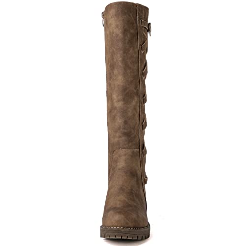GLOBALWIN Women's Boots Back Lace Up Fall Winter Fashion Knee High Boots For Women4