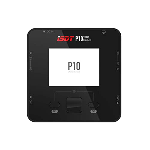 ISDT P10 Smart Lipo Ladegerät,250W/10A x 2 Dual-Kanal Lipo-Akku-Ladegerät,RC Schnelles Ladegerät für Life/Lilon/LiPo/LiHv (1~6S),Pb(1-10S),NiMH/Cd(1-16S) Akkus Black