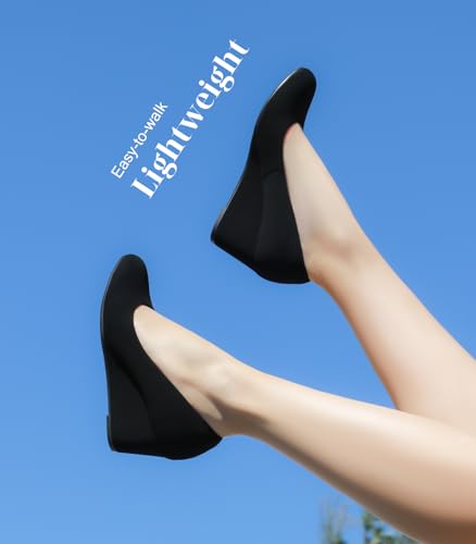 Ankis Closed Toe Wedges for Women, Black Nude Gold Silver Wedges Heels for Women Comfortable Medium Heel Wedges Work Pumps Shoes for Dressy Spring Fall - 2.5Inch3