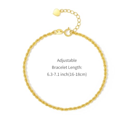 18K Gold Bracelet for Women Link Bracelets Chain Bangle Dainty Wheat Bracelet Trendy Jewelry Adjustable Stackable Chunky Fashion Layering Simple Twisted Bangle Solid Yellow Gold Gifts KH0759872