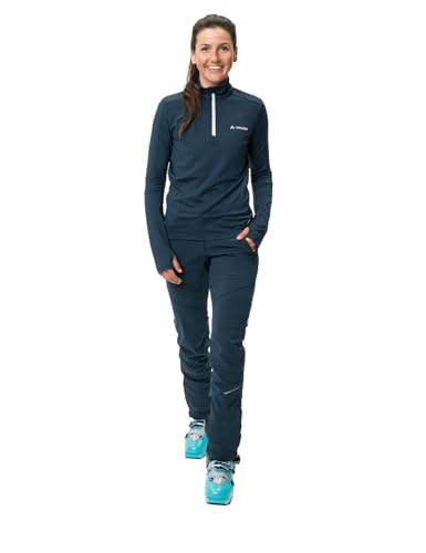 VAUDE Damen dünner Fleecepullover Livigno Halfzip II, angenehm warm, schnelltrocknend, atmungsaktiv, Passform: Slim fit, Dark sea Uni, 34 – Ansicht 8