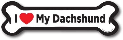 I Love My Dachshund Dog Bone Magnet Decal 2x7 Inches Heavy Duty Automotive Magnet