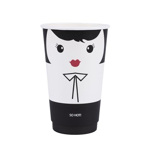 Image of Restaurantware 16-Ounce Paper Cups, Pack of 25 Madame Design Disposable - Leakproof, Recyclable, Black and White Insulated Hot Beverage Holders, Matching Lids Available for Purchase Separately