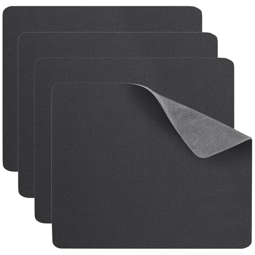 PROPOG 4 Pcs Mouse Mat Small Black MousePad Superfine Fiber Desktop Mouse Pads 24 x 22 cm Ultra Thin Improve Mouse Speed and Accuracy Anti Slip Rubber Base Gaming Mouse Mats for Computer, Laptop