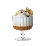 1500° C TABLETOP Wave Shaped Crystal Clear Glass Ice Cream Bowls, 18.0 oz Set of 4 Large Dessert Bow