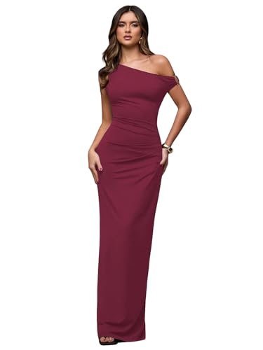 Verdusa Women's Off The Shoulder Wedding Guest Dress Asymmetrical Ruched