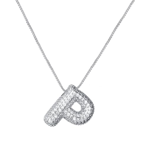 CARATTERISTICHE DEL DESIGN: la catena e il ciondolo alfabetico in zirconi sono progettati in modo intelligente, il ciondolo alfabetico bling non cadrà facilmente!