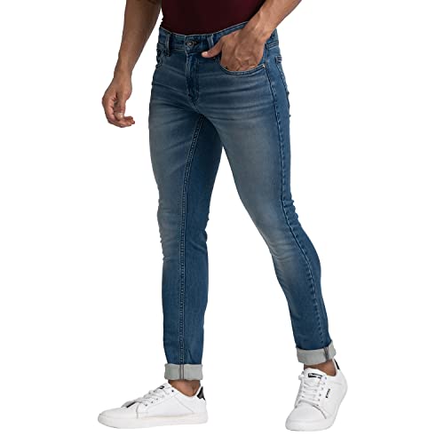 Image of Spykar Men's Mid Rise Mid Cotton Slim Fit Narrow Length Jeans (Skinny)
