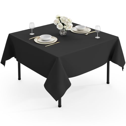 Image of Pureegg Polyester Tablecloth 54 inch x 54 inch Reusable & Washable 1 Pack Black | Durable, SquareTable Cloth , for Outdoor Party, Picnic, Wedding, Banquet, Birthday