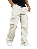 ZAFUL Men's Casual Cargo Pants Drawstring Joggers Multi Pockets Work Elastic Waist Stretch Sweatpants