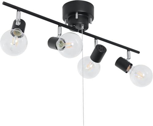 シーリングライト 4灯 スポットライト 天井照明 E26 LED電球対応 【電球別売】 角度調節 折り畳み可 吊り下げ照明 インテリアライト おしゃれ リビング 照明器具 黒