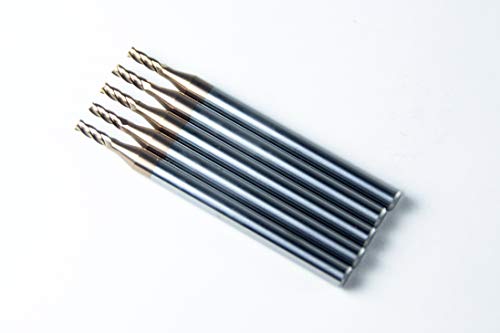 Image of Square End Carbide Mill Set (Pack of 5) - 3 /32 End Mill for Alloy Steels /Hardened Metals - 4 Flute TiAlN Coated Square Nose Milling Set for CNC Machine Milling Tools