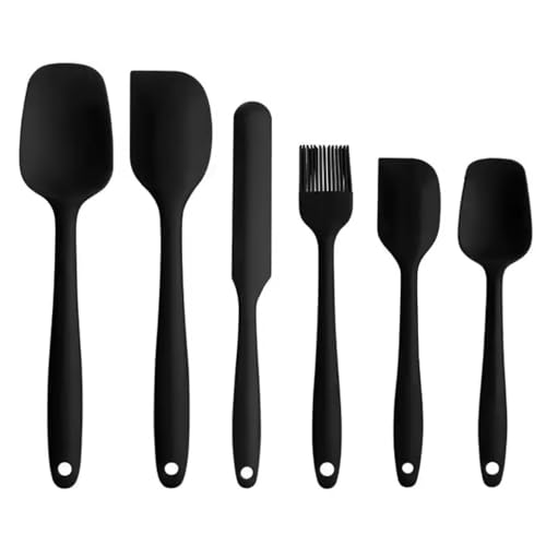 Silicone Spatula,Spatula Set of 6, High Temperature Resistant, Food Grade Silicone, Dishwasher Safe, for Baking, Cooking,Black