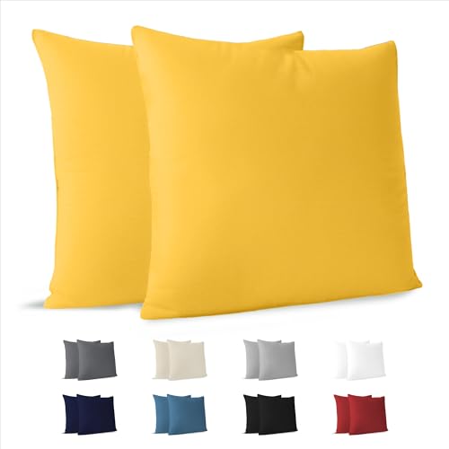 Dreamzie Kissenbezug 60x60 (Set mit 2) - 100{8133949ec36db1c84f1f7a641bf65aa3056b4ac7f6f567127d68c0a751a34ee1} Jersey Baumwolle 150 g/qm Kissenbezüge -Gelb - Für Kissenhülle 60x60 - Kissenhülle - Resistent und Hypoallergen Dreamzie Kissenbezug 60x60 (Set mit 2) - 100{8133949ec36db1c84f1f7a641bf65aa3056b4ac7f6f567127d68c0a751a34ee1} Jersey Baumwolle 150 g/qm Kissenbezüge -Gelb - Für Kissenhülle 60x60 - Kissenhülle - Resistent und Hypoallergen