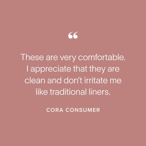 Image of Cora 100% Organic Cotton Topsheet Period Liners (72 Long Period Liners) | Extra Thin Breathable Panty Liners, Long Length, Regular Absorbency, Pillow-Soft, Organic Feminine Care