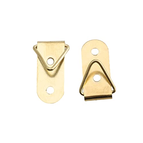 Image of Aicosineg 30Pcs Triangle Ring Picture Hangers Hardware Assortment Kit for Hanging Clock Paintings Picture Frame Home Decoration Artwork Creative Photo Hanging Solutions Golden Tone 1.49x0.43in
