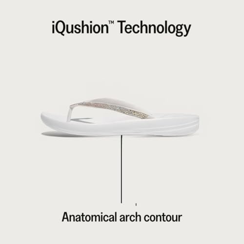 Image of FitFlop Womens iQushion Sparkle Ergonomic Flip Flops for Walking, Lightweight Waterproof Cushioned Thong Sandals for Women with Non Slip Bottom and Arch Support | Lightweight Waterproof Walking Sandals w /Cushioned Comfort & Arch Support