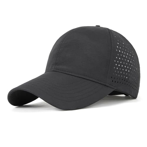 QOHNK Gorra de béisbol de cabeza grande para hombre y mujer, de verano, básica, para uso diario, transpirable, de secado rápido, gorra de malla ultraligera, Negro, XL
