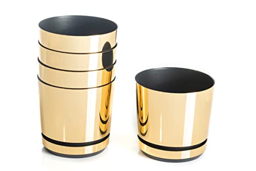 Korad Conjunto De 5 Macetas Con Plato De 12 Cm De Diámetro, Modelo 011 - Oro Brillante; Moderno, Alto Brillo, Estilo Clásico, Rústico, Loft, Para Plantas, Hierbas, Flores Y Composiciones Vegetales. Korad Conjunto De 5 Macetas Con Plato De 12 Cm De Diámetro, Modelo 011 - Oro Brillante; Moderno, Alto Brillo, Estilo Clásico, Rústico, Loft, Para Plantas, Hierbas, Flores Y Composiciones Vegetales.