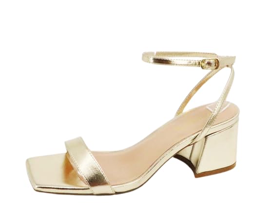 BAMBOO Entire-04 Womens Open Square Toe Ankle Strap with Buckle Low Block Heeled Sandal