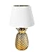 Navaris Tischlampe im Ananas Design - 40cm hoch - Deko Keramik Lampe für Nachttisch oder Beistelltisch - Dekolampe mit E27 Gewinde in Gold-Weiß