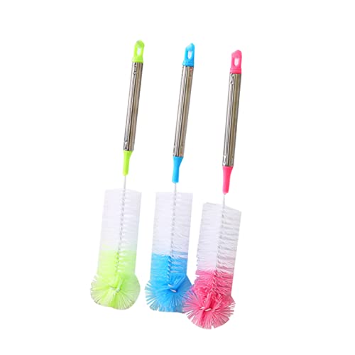 Cabilock 2pcs Colorful Long Handle Bottle Brush Flexible Round Head with Stainless Steel Handle for Efficient Washing of Bottles Mugs and Random Colors Random Color