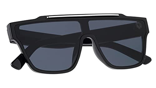 Kleo Legend - Flat Top One Piece Shield Frame Side Lion Head Medallion Rectangular Hip Hop Sunglasses2