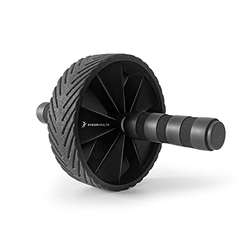 4yourhealth, Exercise AB Wheel Rouleau pour abdominaux avec poignées en mousse anti-transpiration Noir et bleu – Image 5