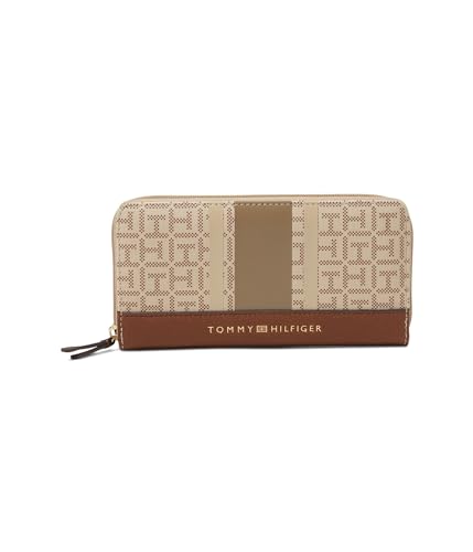 Tommy Hilfiger Jaclyn II Zip Around Wallet Coated Square Monogram Fawn/Cognac One Size