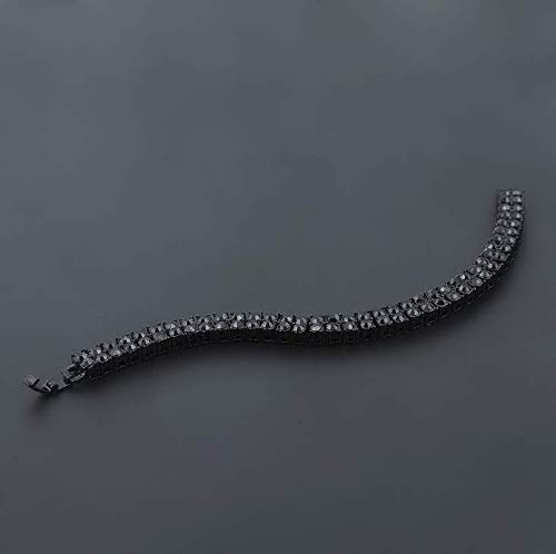 2-Row 8-Inch Iced Out Rhinestone Black or Silver Tennis Chain Men's Women's Bling Hip Hop Bracelet3