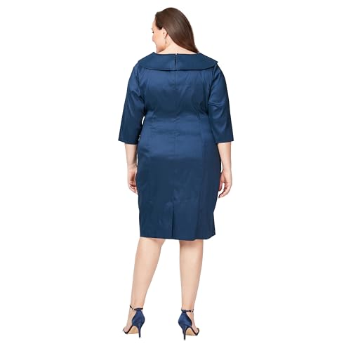 Image of Alex Evenings Women's Short Taffeta Portrait Collar Dress (Missy Petite Plus)