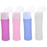 Gatuida 4 piezas Botellas de Viaje de Silicona Flexible Dispensadores Rellenables para Líquidos y Lociones Colores Portátiles Azul Rosa Transparente Púrpura Reutilizables Fugas para Aseo