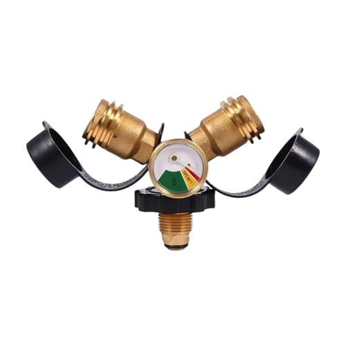Raypontia Diviseur de Bouteille de Gaz Double Voie,Diviseur en Y avec Robinet d'Arrêt - Construction Robuste et Précise Accessoires Réchauds Camping Cuisson...