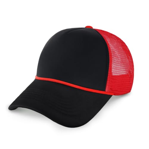Image of CHOK.LIDS Classic Foam Trucker Hat Summer Mesh Rope Cap Solid Two Toned Blank Hat Mens Womens Adjustable Strap Light Weight