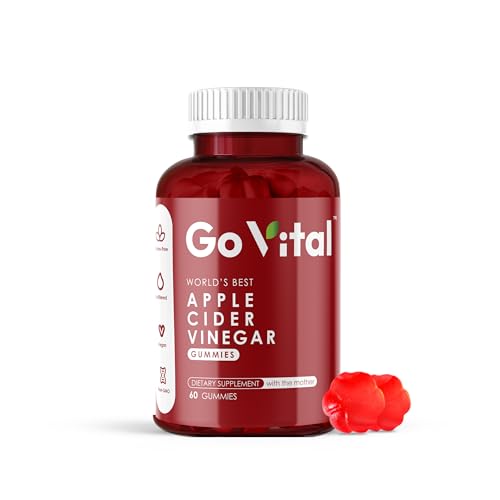 Go Vital Apple Cider Vinegar Gummies Appetite Suppressant 60 Count Metabolism Booster for Weight Loss B12 Gummies Enriched with Folic Acid Enhanced Bioavailability No Gluten Vegan Friendly