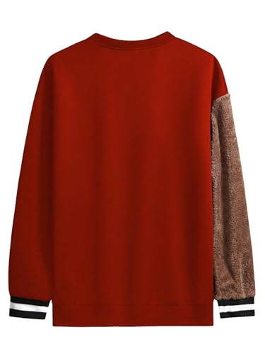 WDIRARA Men's Bear Patched Drop Shoulder Sweatshirt Round Neck Long Sleeve Pullover Sweatshirts2