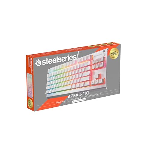 Apex 3 TKL - Tastiera Gaming Blanco - Fattore di forma compatto senza tastierino - Illuminazione RGB a 8 zone - Resiste ad acqua e polvere - Switch da gaming super silenziosi - US QWERTY - Tastiera gaming - Immagine 8