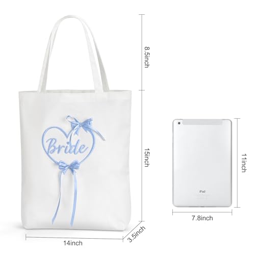 Etercycle Bride Tote Bag, Canvas Wedding Purse Handbags Bridal Shower Gifts For Bachelorette Party Bridesmaid Engagement2