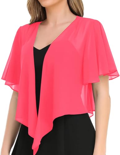 Image of Women's Solid Puff Sleeve Kimono Short Cardigan Loose Cover Up Casual Blouse Top Chiffon