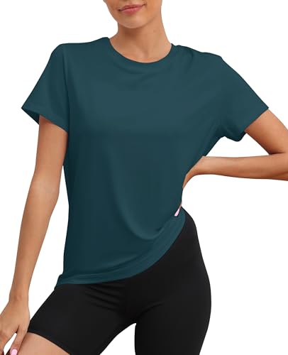 KevaMolly Workout Tops for Women UPF50+ Breathable Loose Fit Yoga T Shirts Short Sleeve Running Gym Athletic Tee Top