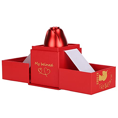 Collar de joyería con rosa decorativa en caja de regalo de aleación de aluminio de 3 piezas